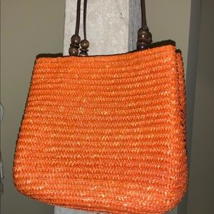 Straw Shoulder Bag St John’s Bay Orange $E994